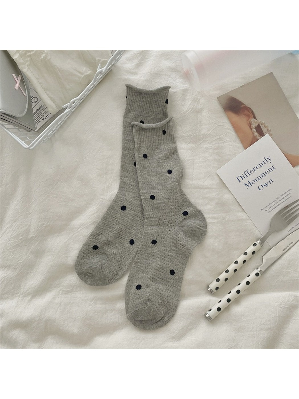 Rufia - Polka Dot Mesh Everyday Crew Socks