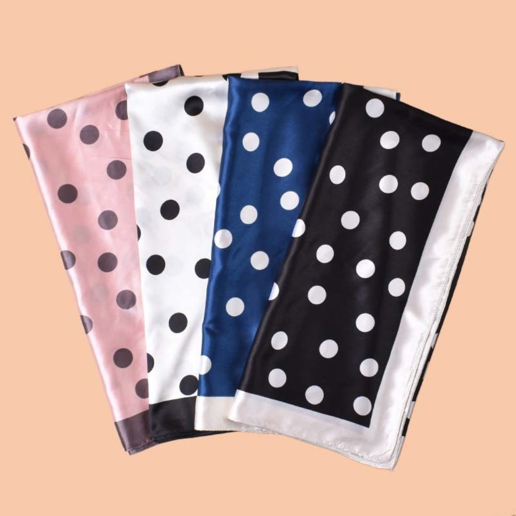 Scarvii - Vintage Polka Dot Silky Square Scarf