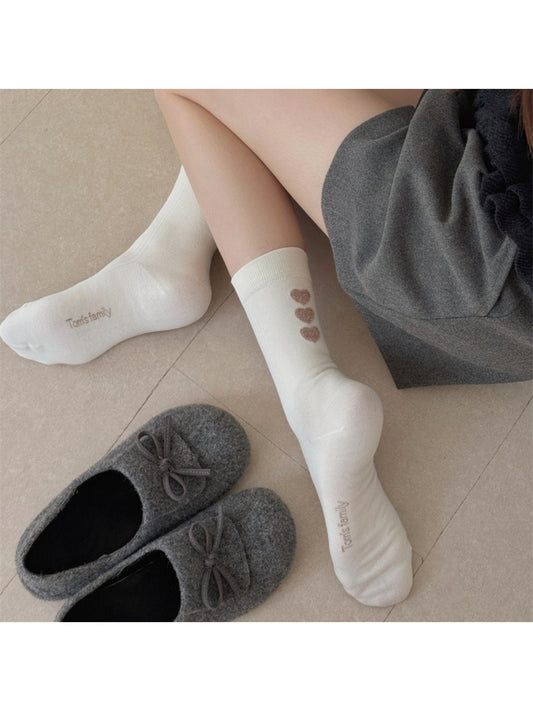 Rufia - Cute Heart Pattern Crew Socks