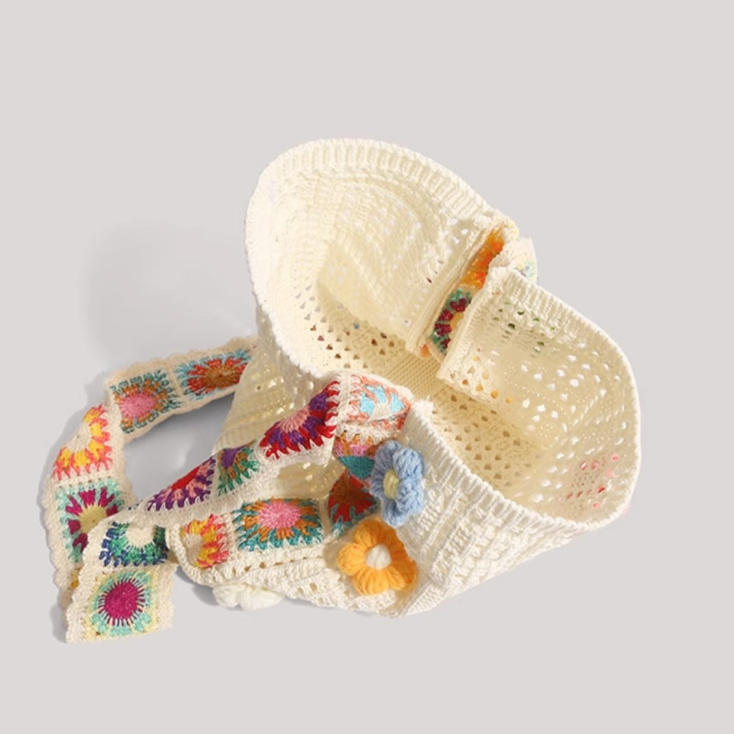 Cosbai - Floral Crochet Shoulder Bag - Summer Chic