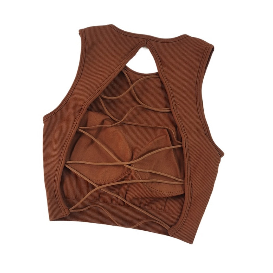 Stepo - Cross-Back Fitted Sports Bra Yoga Camisole