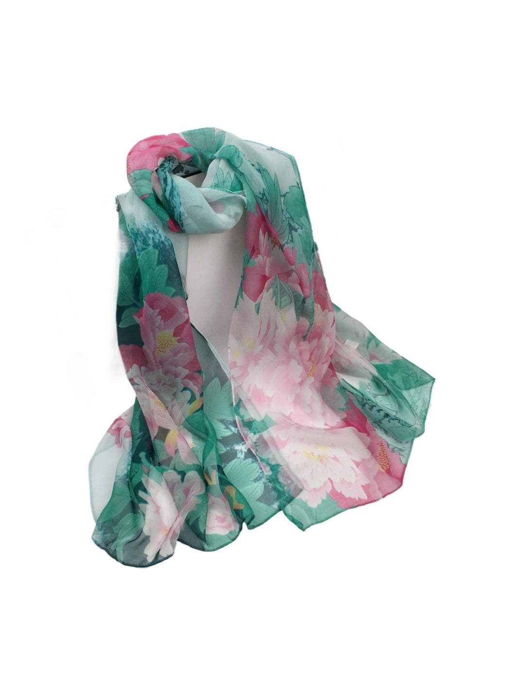 Scarvii - Vibrant Peony Print Scarf - Light & Feminine