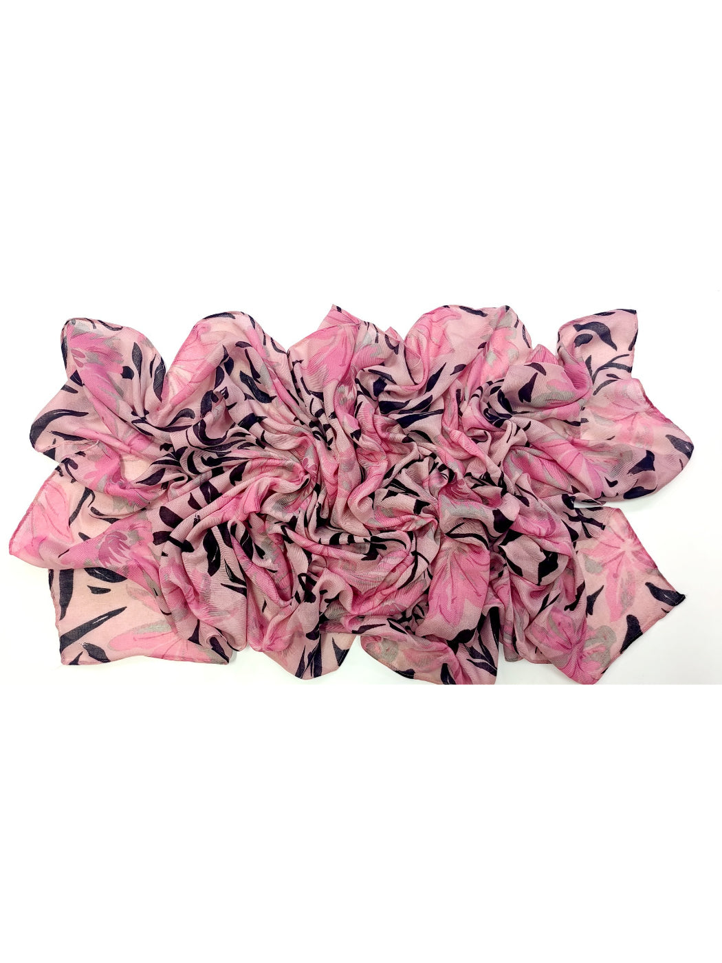 Scarvii - Pink Botanical Leaf Print Soft Scarf