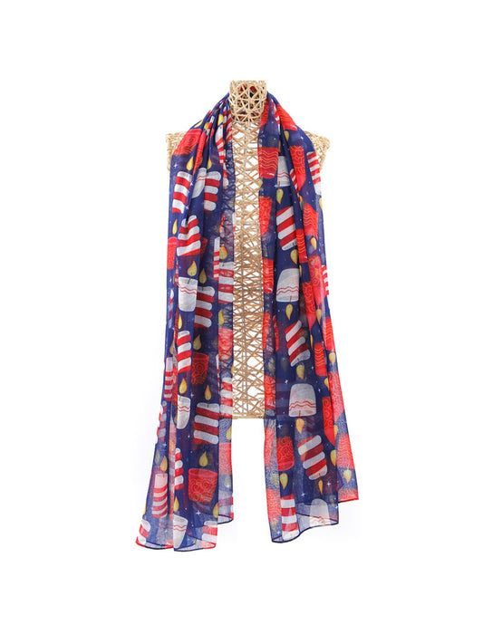 Scarvii - Christmas Red Candle Print Scarf