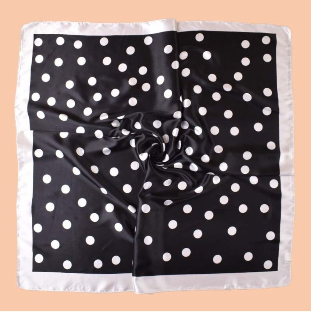 Scarvii - Vintage Polka Dot Silky Square Scarf
