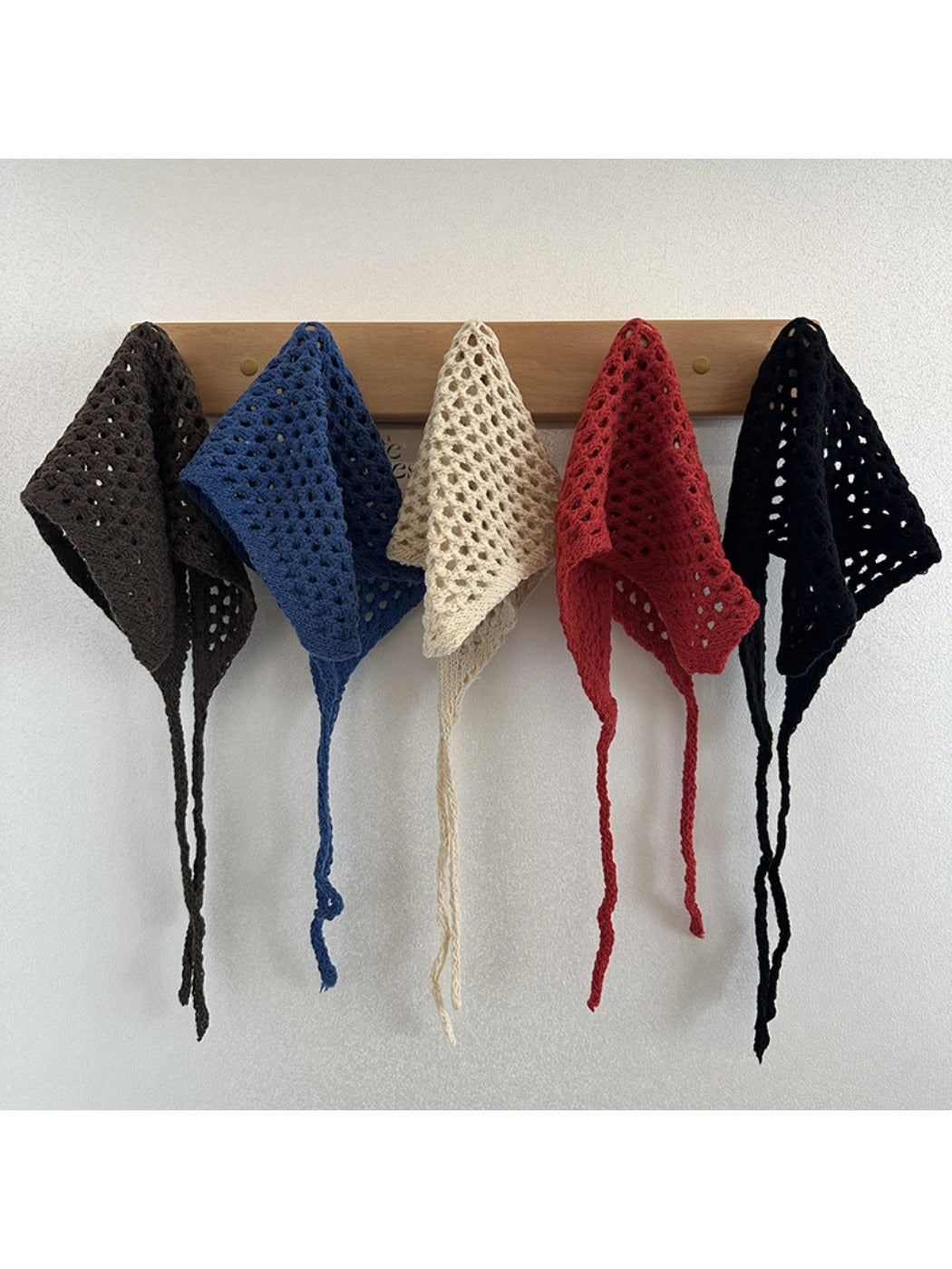 Scarvii - Vintage Knitted Triangle Scarf with Openwork Pattern