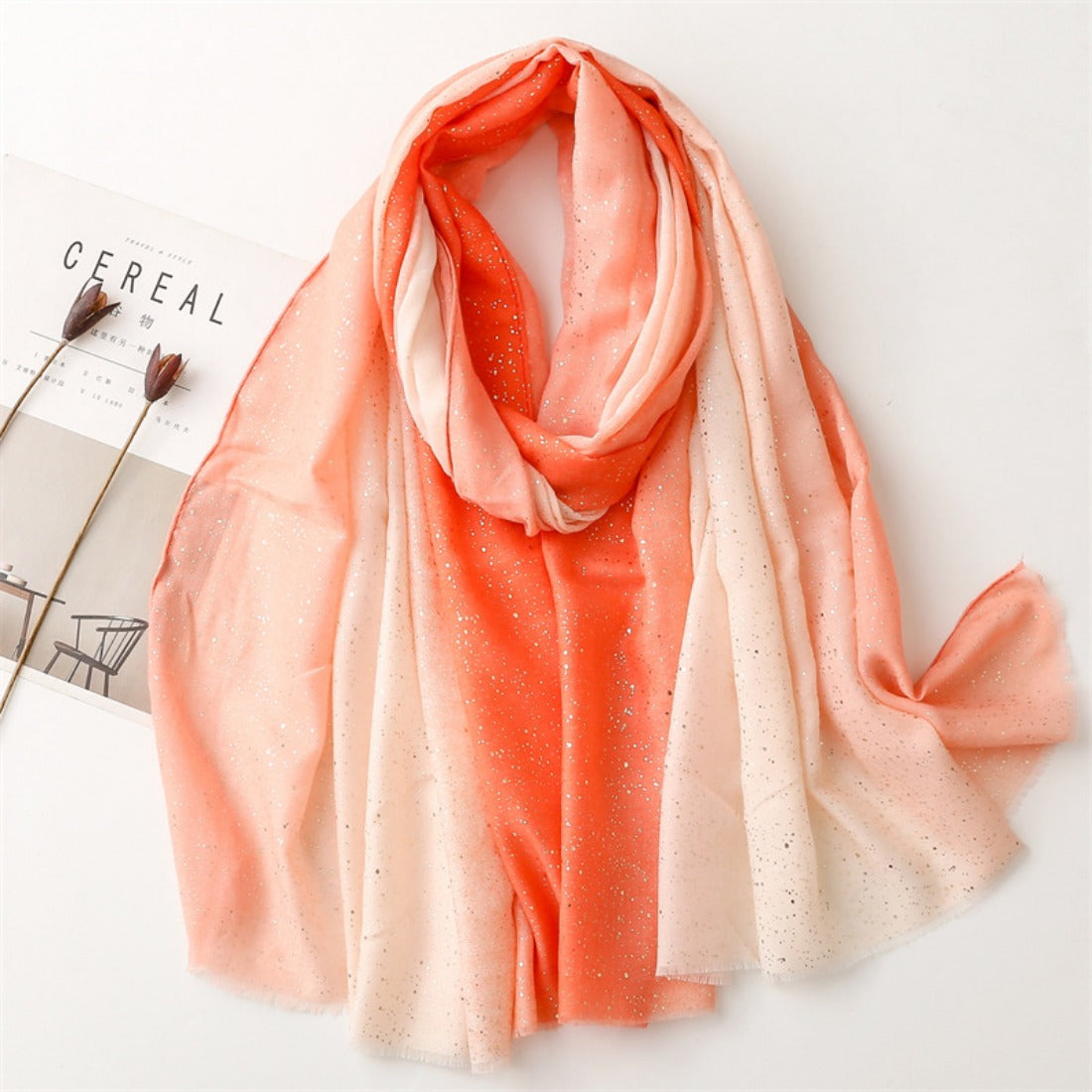 Scarvii - Color-Block Gradient Gold Dots Scarf