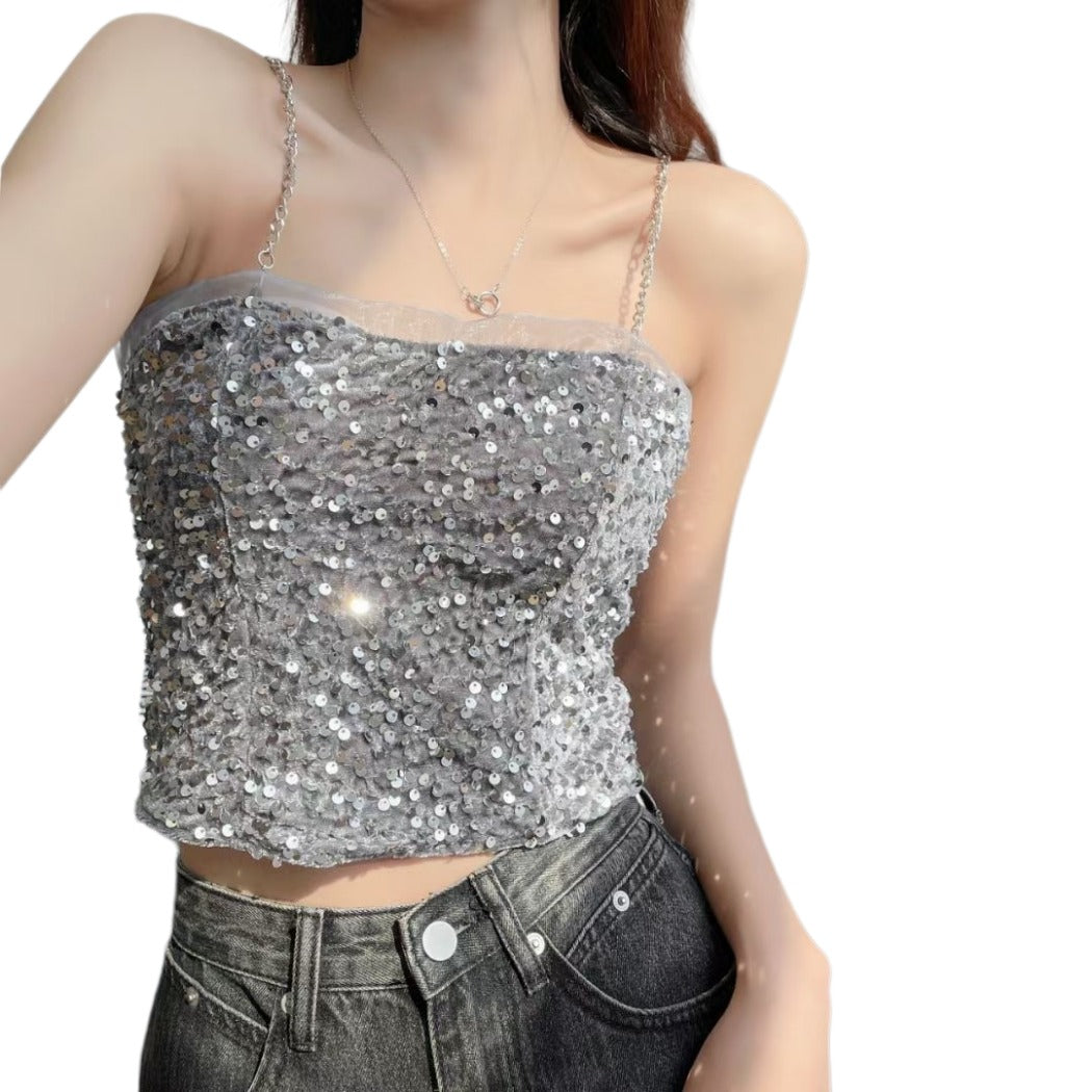Vesty - Bright Sequin Party Tank Top - Slimming & Chic