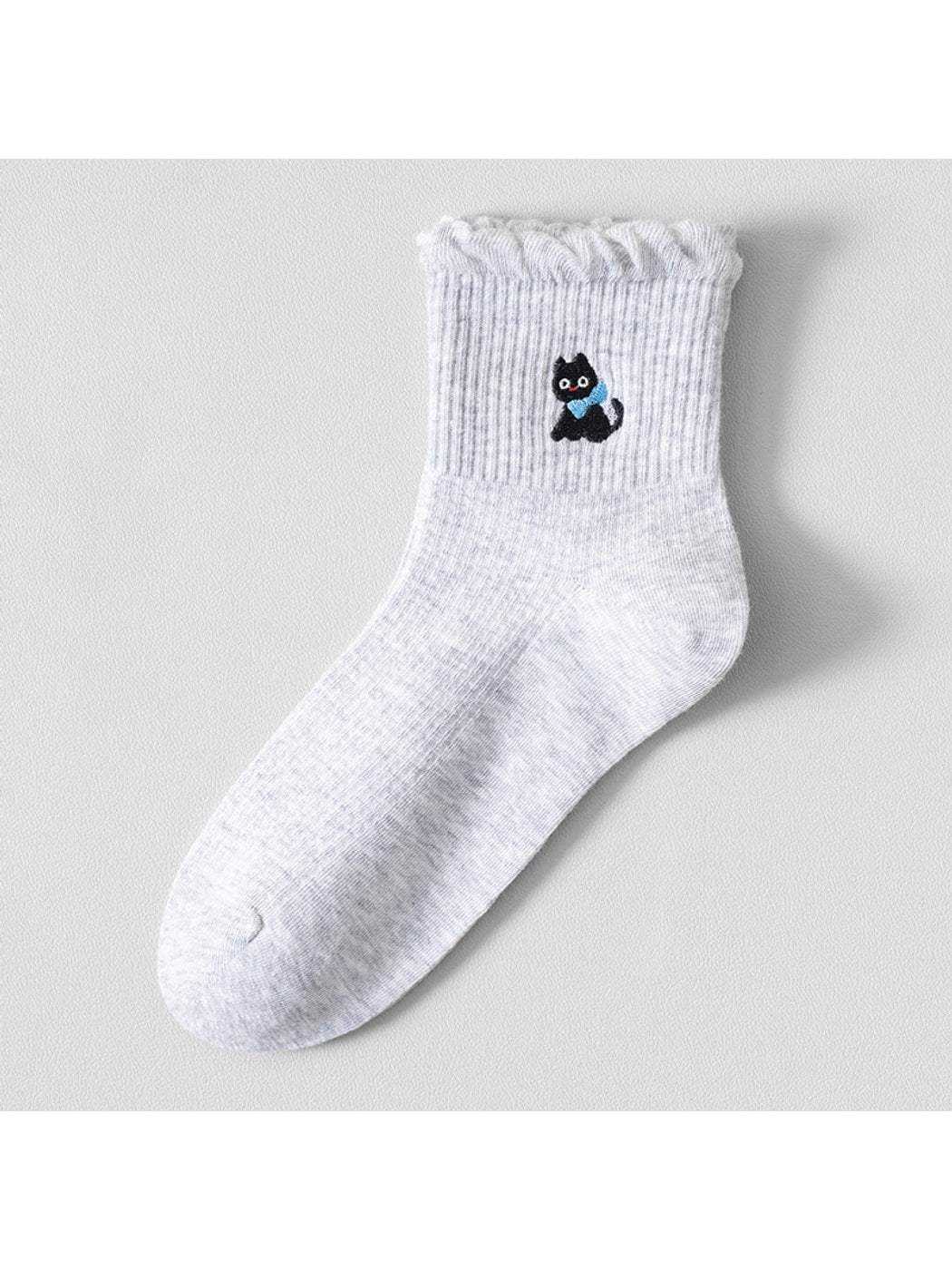 Rufia - Cartoon Embroidered Solid Crew Socks