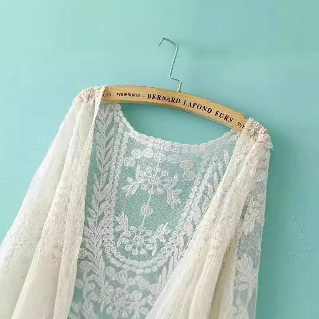 Crosa - Lace Beach Cover-Up – Sheer Swimwear Wrap & Summer Cardigan