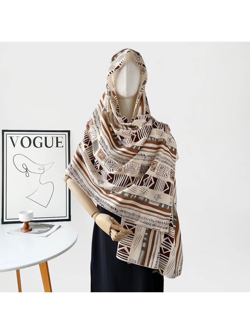 Scarvii - Geometric Print Long Scarf - Timeless & Chic