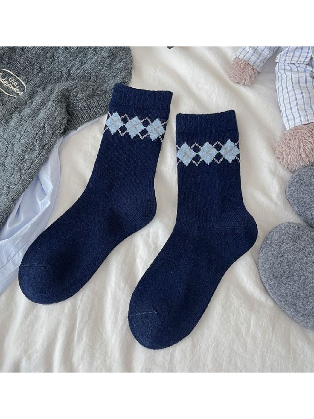 Rufia - Argyle Knit Crew Socks