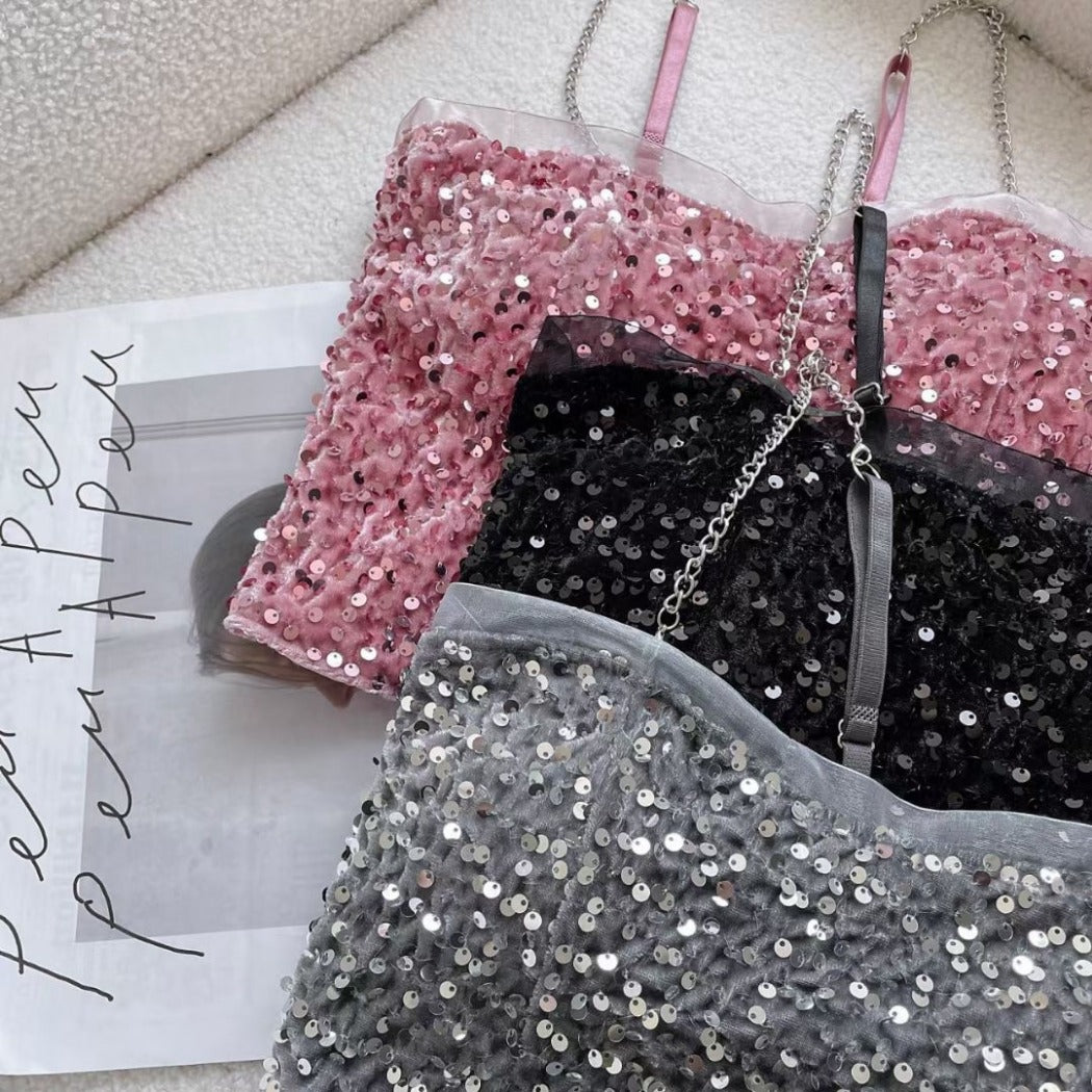 Vesty - Bright Sequin Party Tank Top - Slimming & Chic