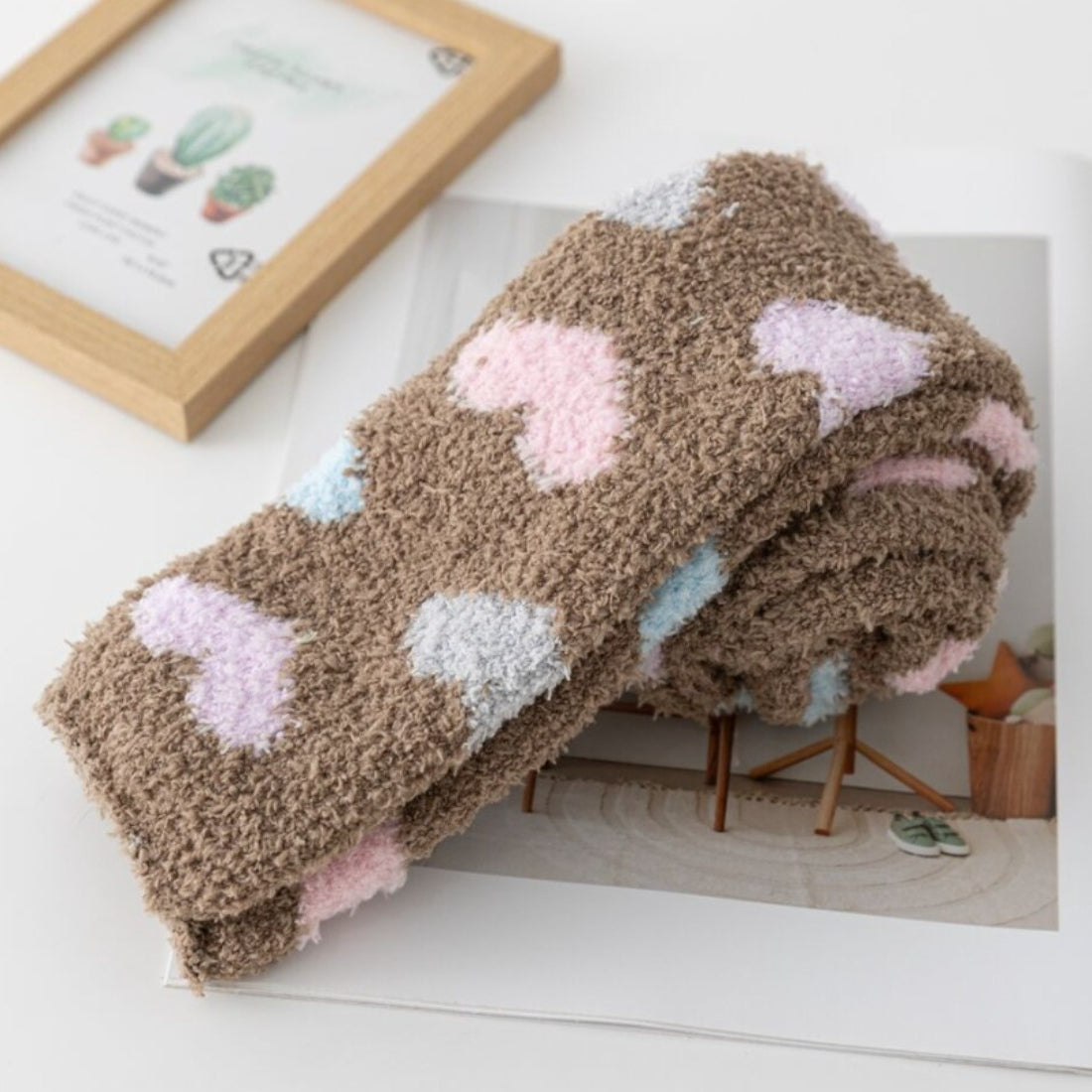 Rufia - Colorful Coral Fleece Over-the-Knee Socks