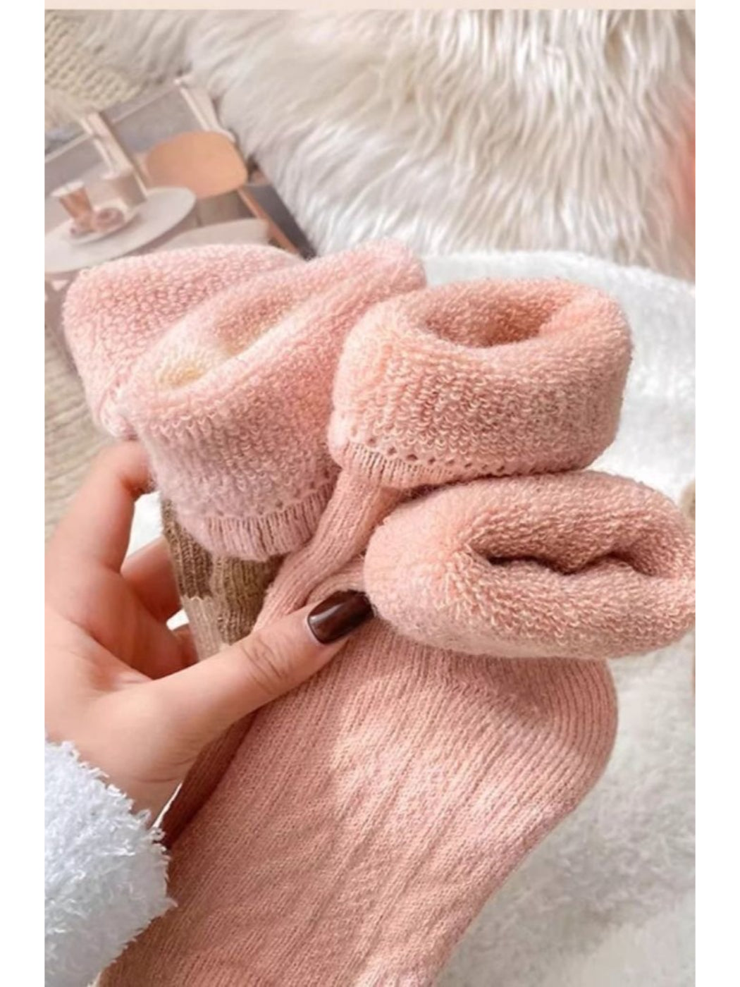 Rufia - Cozy Speckled Diamond Knit Crew Socks