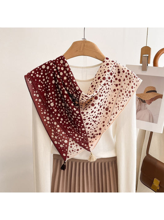 Scarvii - Diagonal Split Polka Dot Print Square Scarf