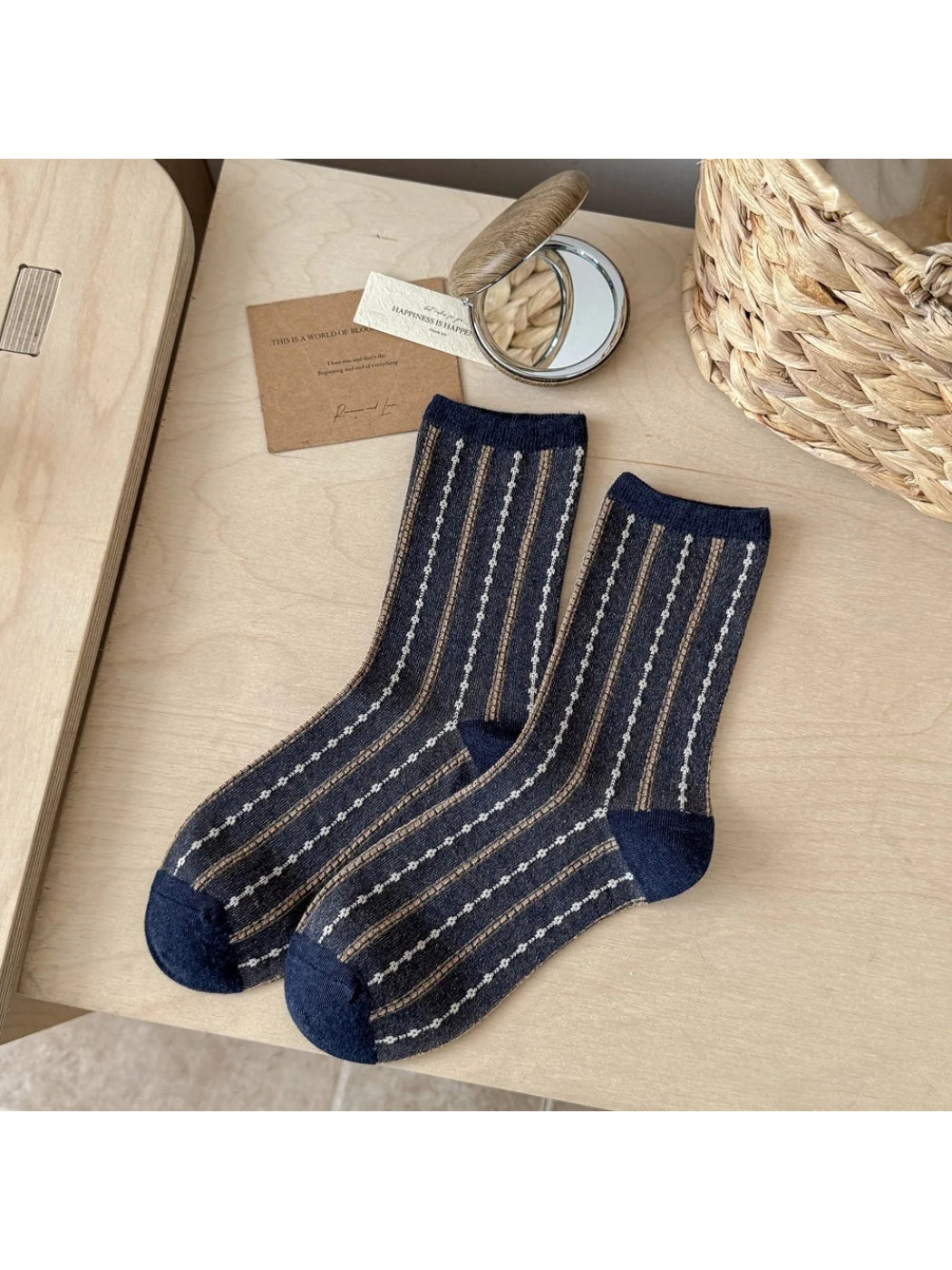 Rufia - Narrow Stripe Contrast Crew Socks