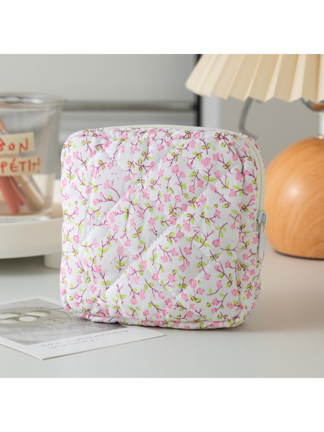 Cosbai - Cartoon and Floral Print Quilted Storage Bag
