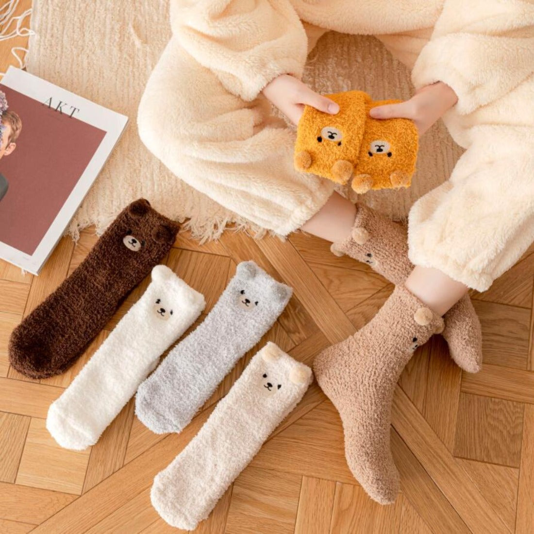 Rufia - Cute Animal Print Towel Socks