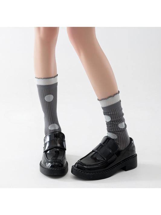 Rufia - Polka Dot Ruffle Trim Crew Socks