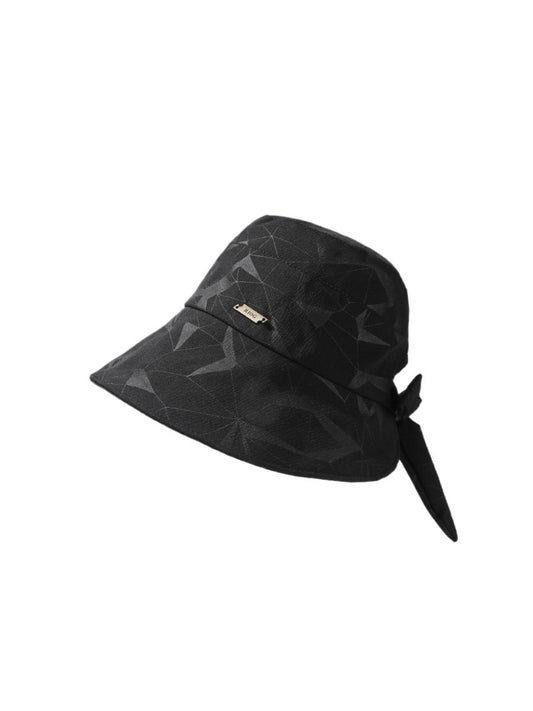 Side view of Haila textured bow bucket hat highlighting fabric texture