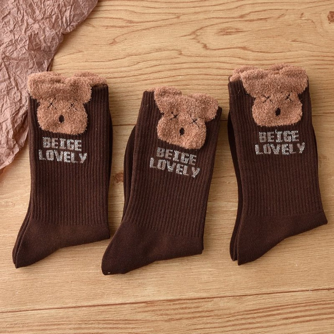 Rufia - Bear Print Winter Socks