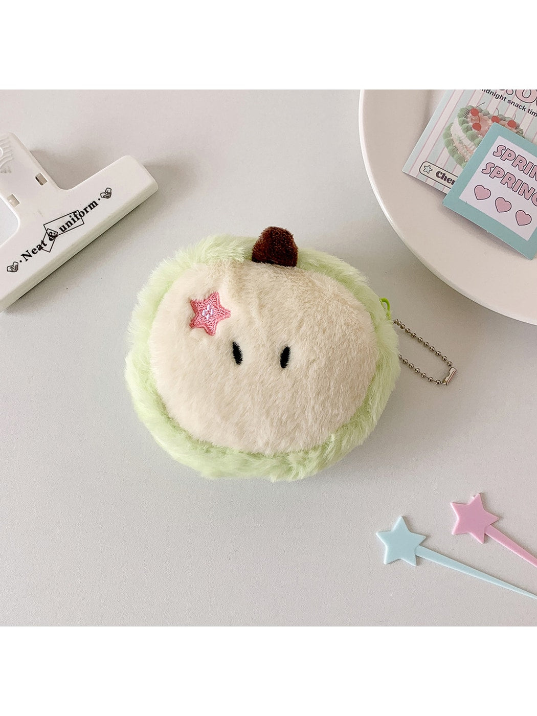 Cosbai - Cartoon Apple Plush Charm Coin Purse Bag