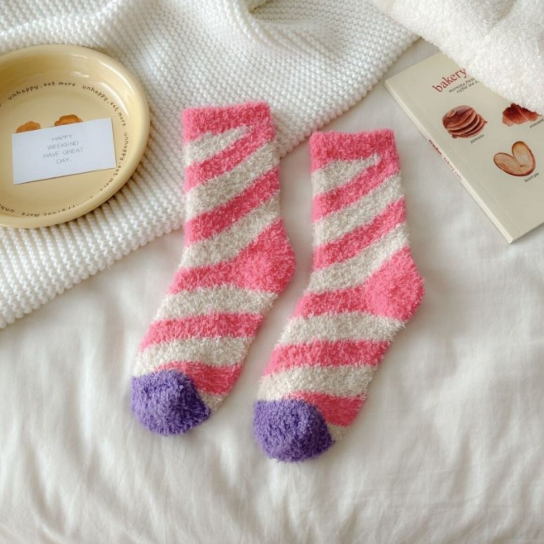 Rufia - Ice Cream Color Coral Fleece Warm Socks