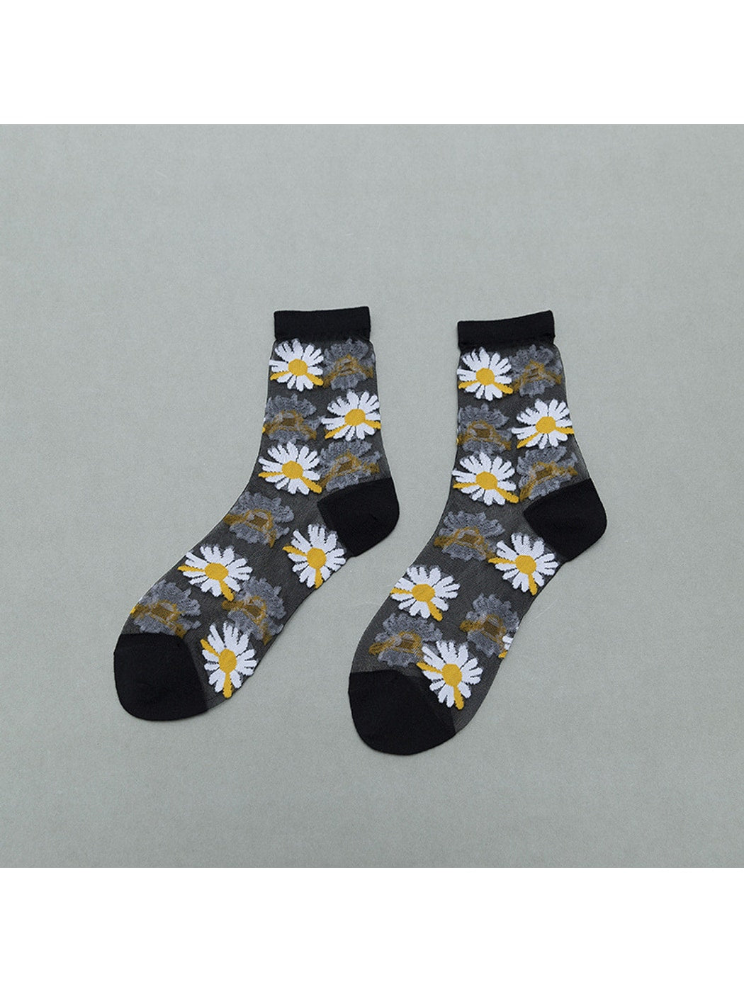Rufia - Sheer Daisy Pattern Mesh Crew Socks