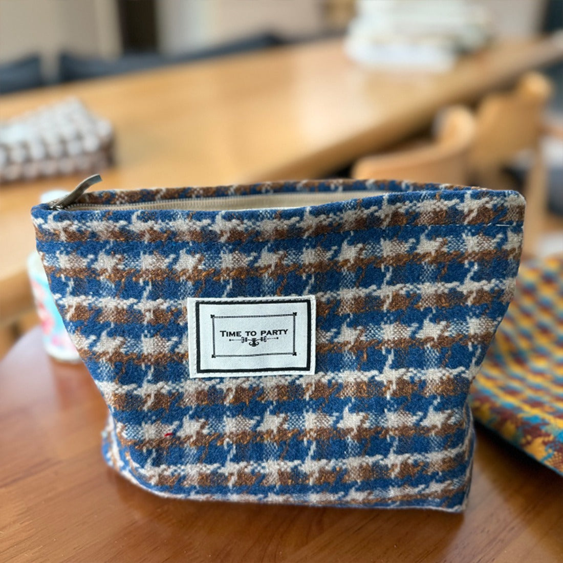 Cosbai - Houndstooth Canvas Cosmetic Bag