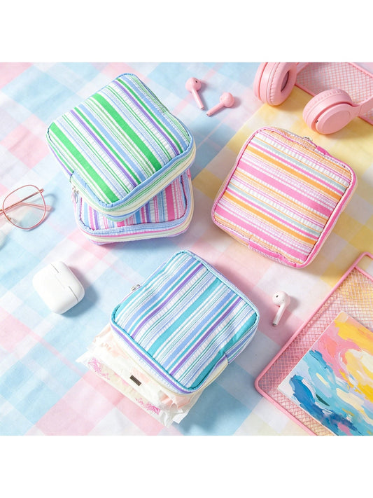 Cosbai - Modern Striped Pattern Zip Pouch