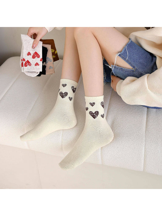 Rufia - Sketch Heart Motif Crew Socks