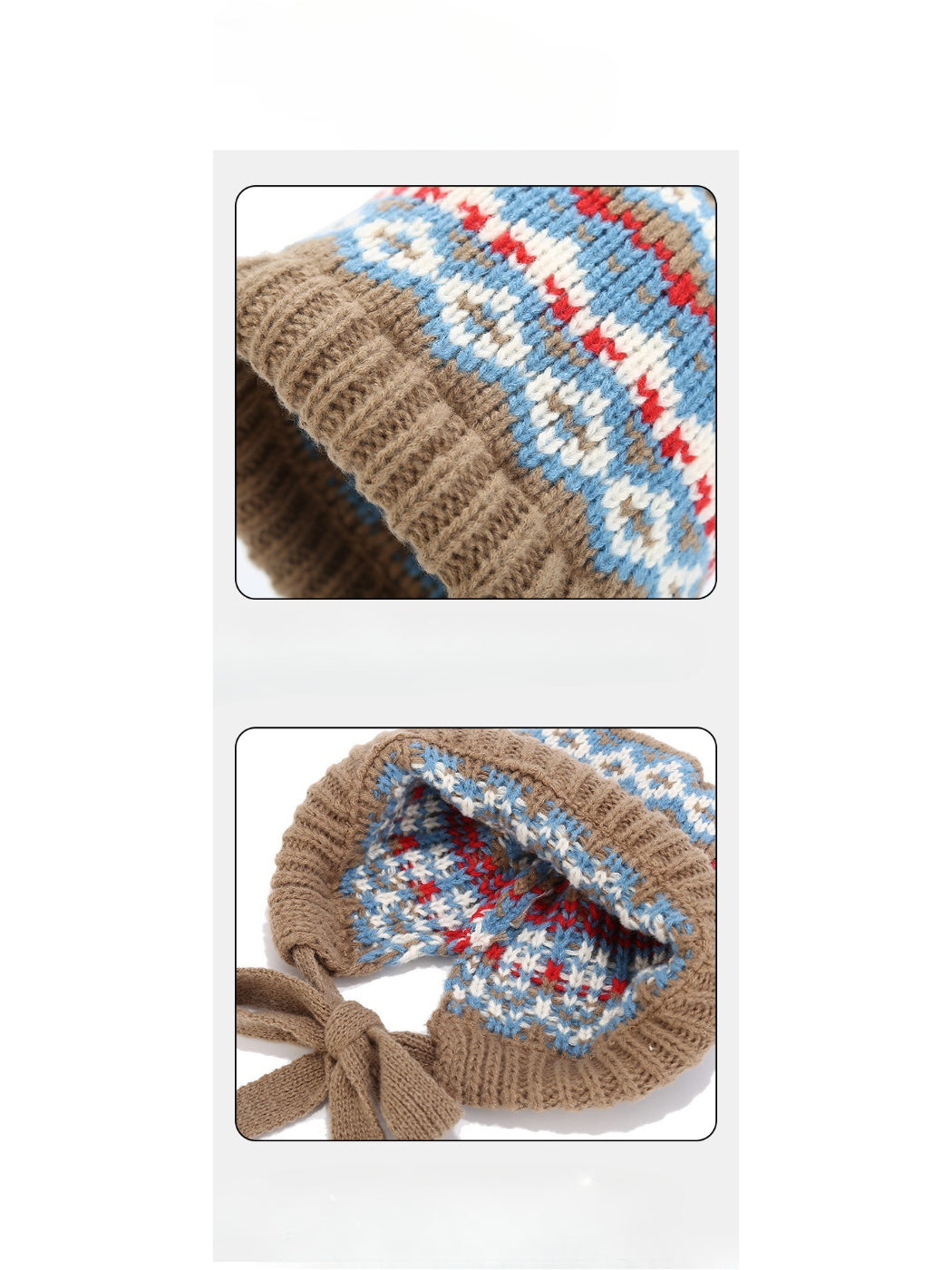 Haila - Nordic Pattern Tie Bonnet Beanie