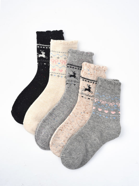Rufia - Christmas Bow Patterned Warm Socks