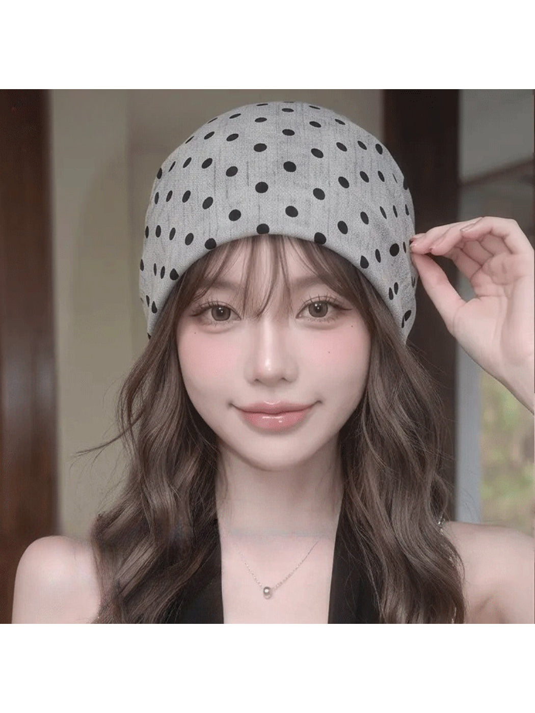 Haila - Polka Dot Twist Front Slouchy Beanie
