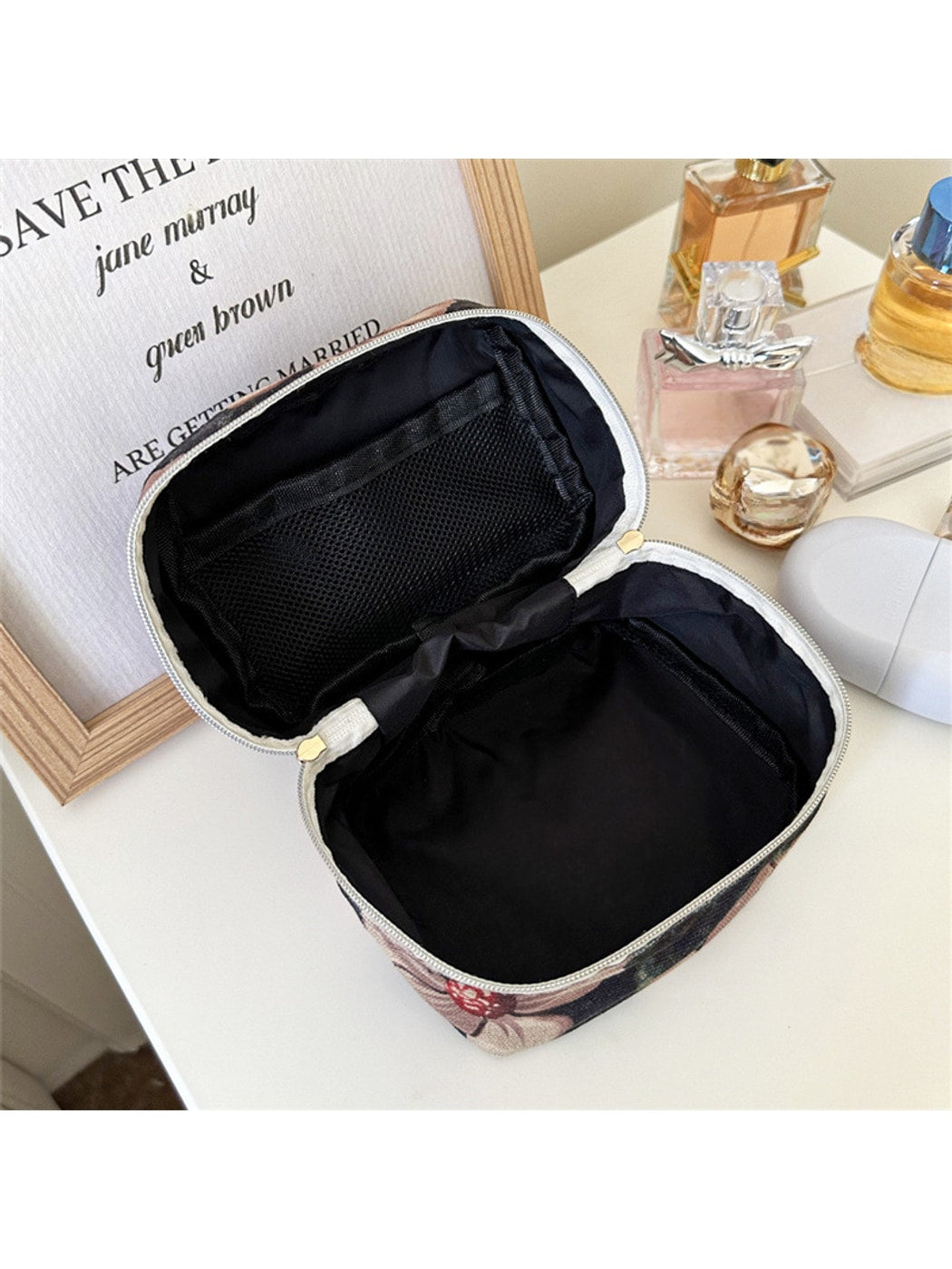 Cosbai - Floral Bucket Shape Makeup Bag