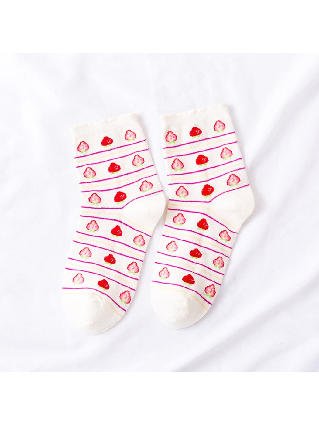 Rufia - Sweet Strawberry Stripe Ankle Socks