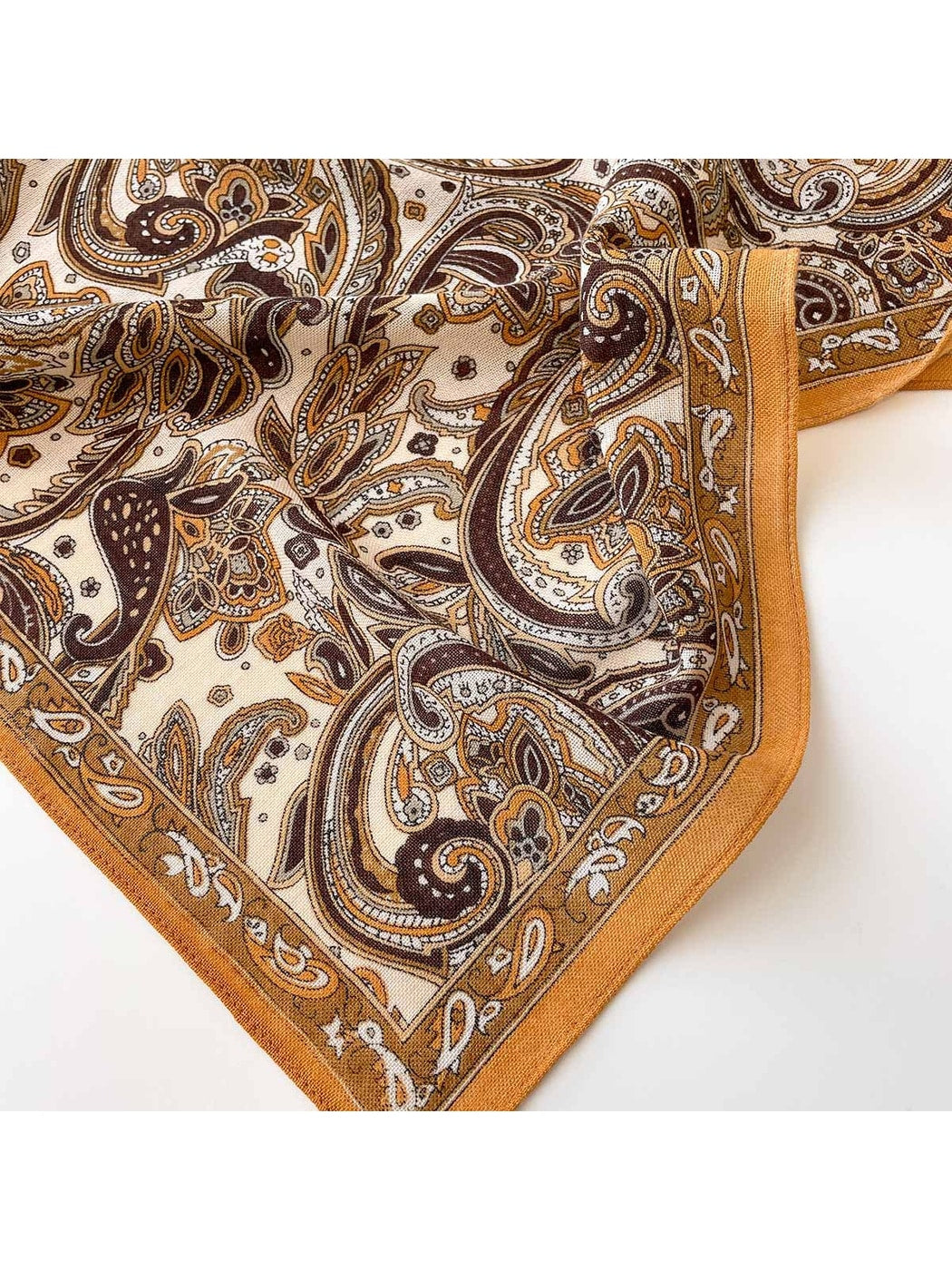 Scarvii - Yellow Tone Paisley Border Square Scarf