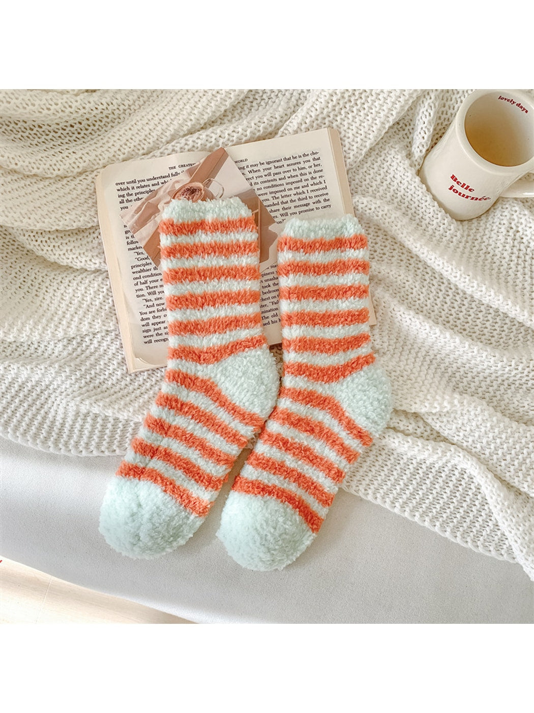Rufia - Sweet Plush Striped Crew Socks