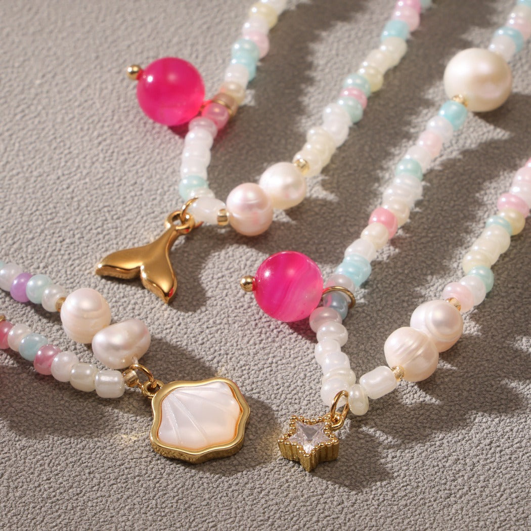 Bauai - Colorful Flat Bead Pendant Necklace - Elegant & Charming