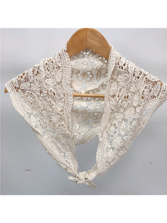 Scarvii - Vintage Floral Hollow Out Triangle Scarf