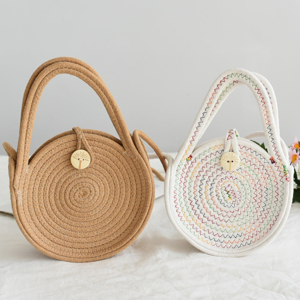 Cosbai - Boho Woven Tote Bag with Button Closure