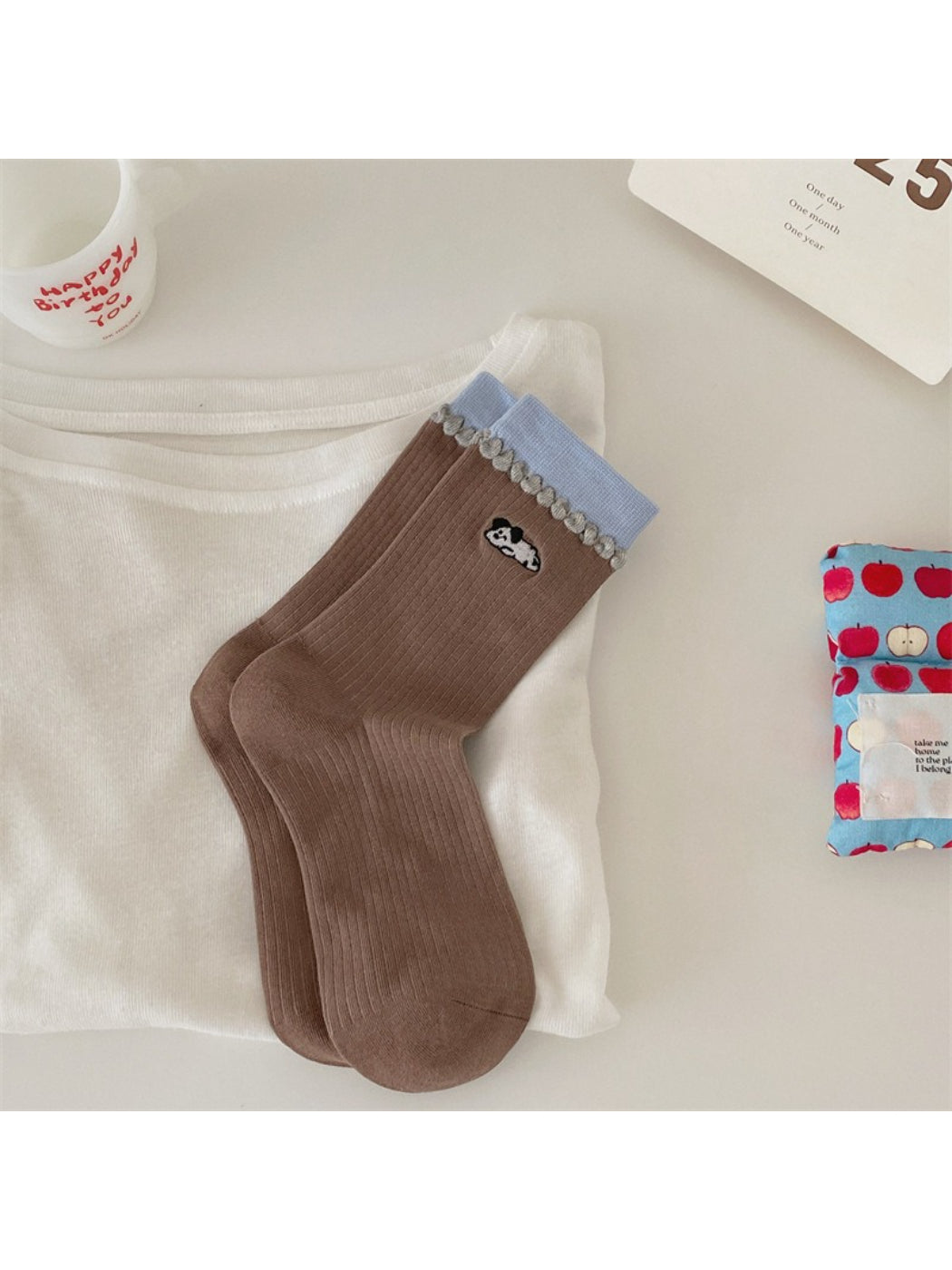 Rufia - Bear Trim Detail Ribbed Crew Socks product image 8