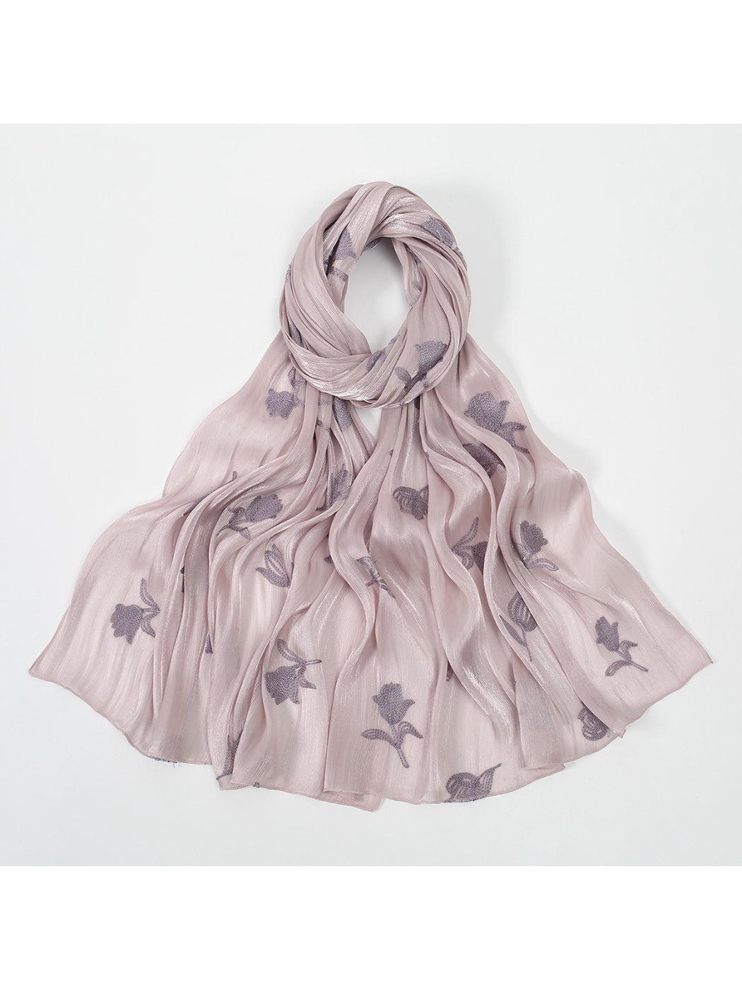 Scarvii Soft Sheer Floral Embroidered Scarf