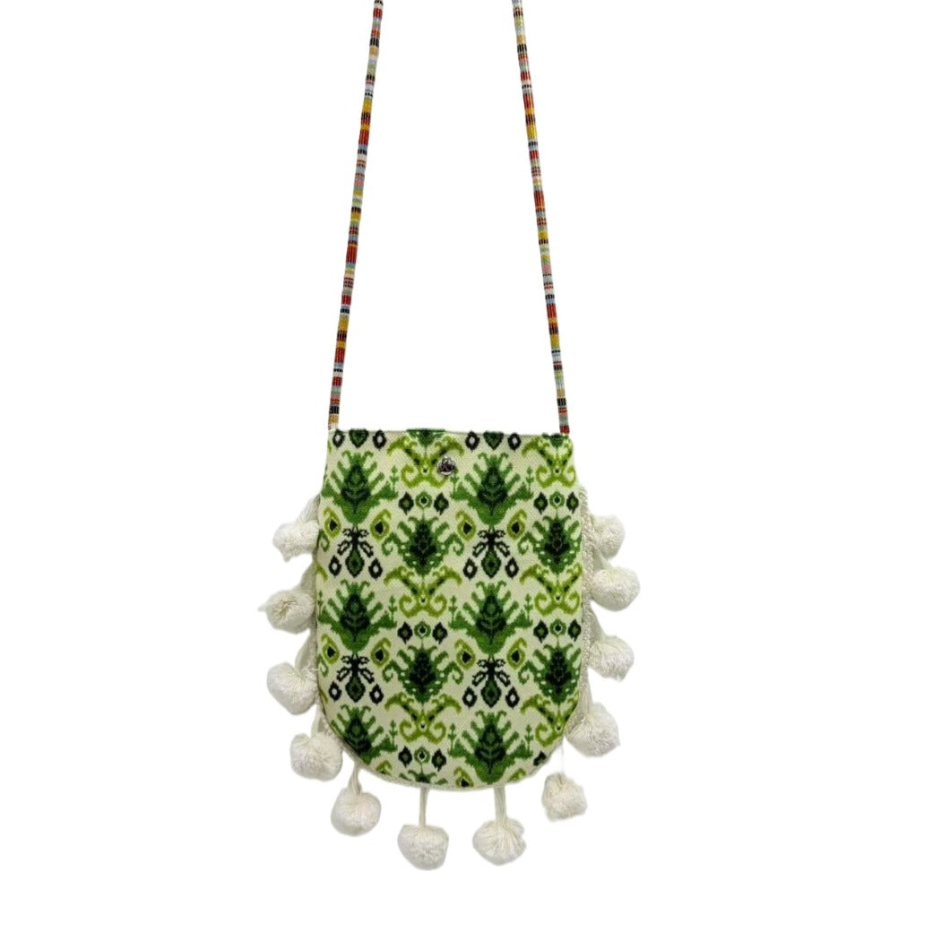 Cosbai - Retro Atlas-Pattern Knit Shoulder Bag - Vintage & Practical