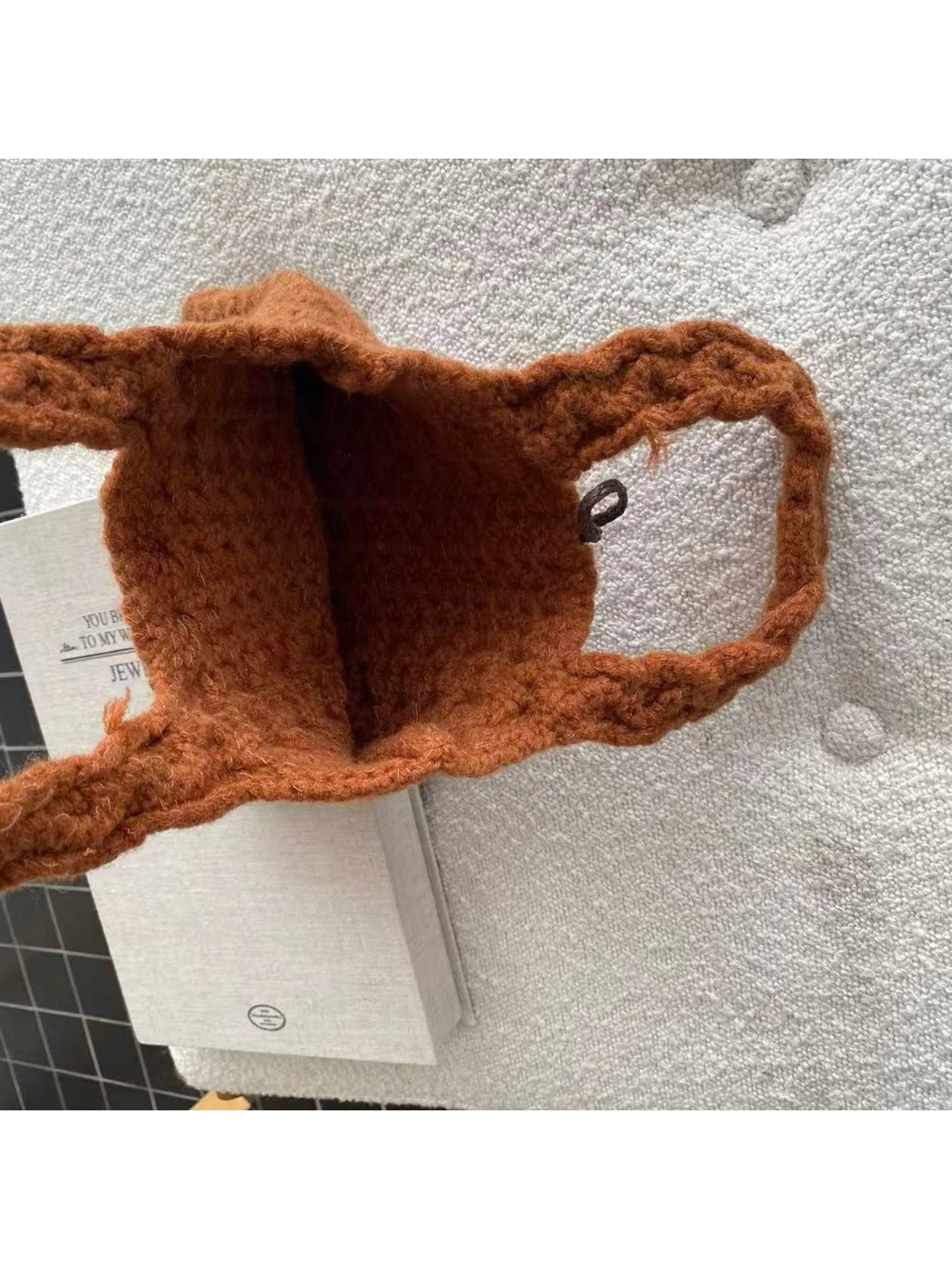 Cosbai - Chunky Textured Knit Mini Tote Bag