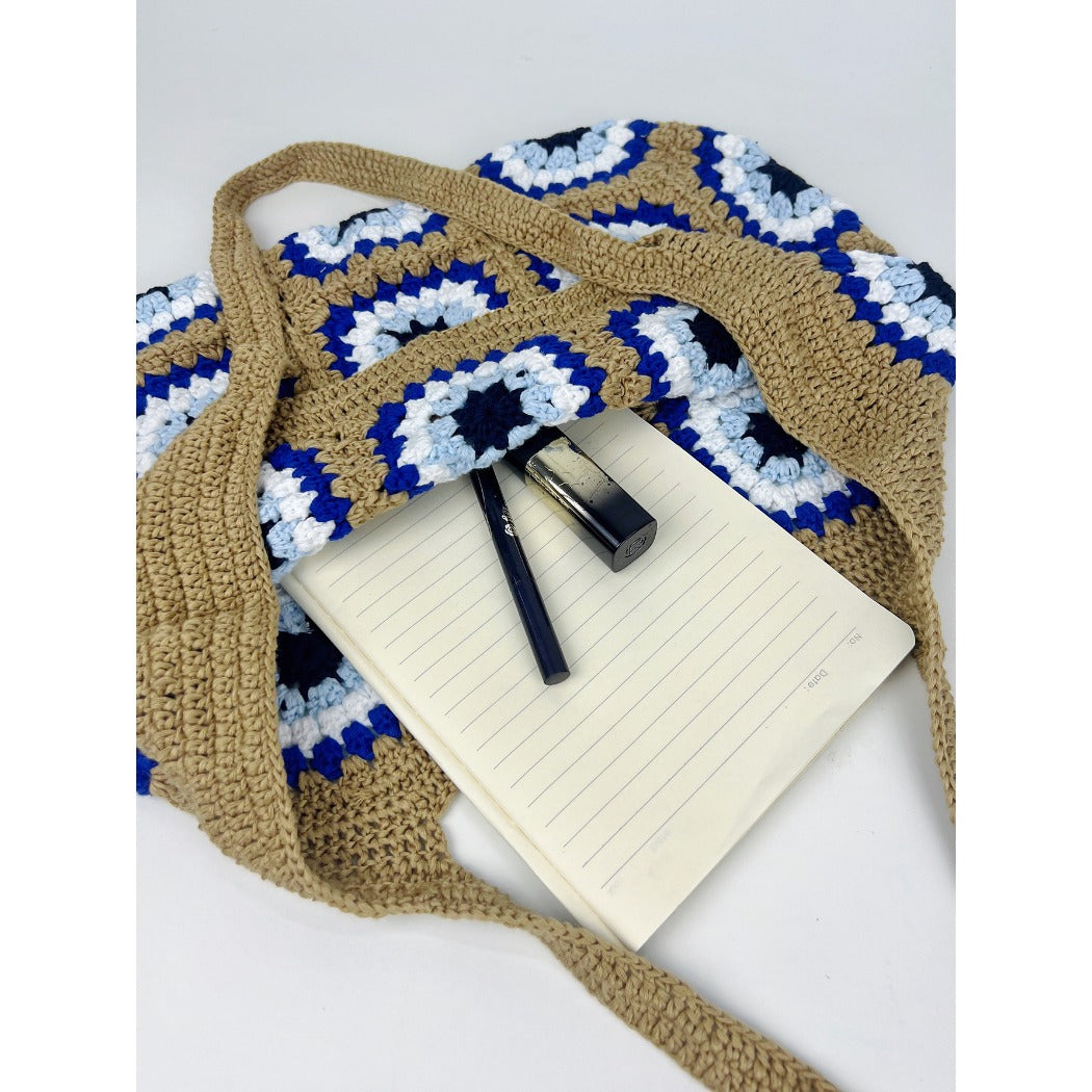 Cosbai - Handwoven Shoulder Bag – Coffee & Blue