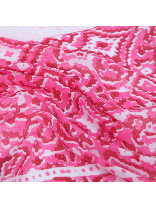 Scarvii - Geometric Print Colorblock Wrap Scarf