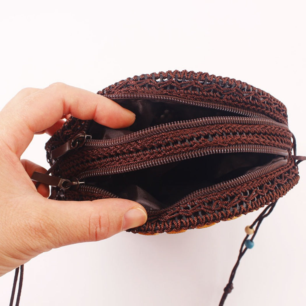 Cosbai - Boho Round Woven Crossbody Bag - Unique & Artistic