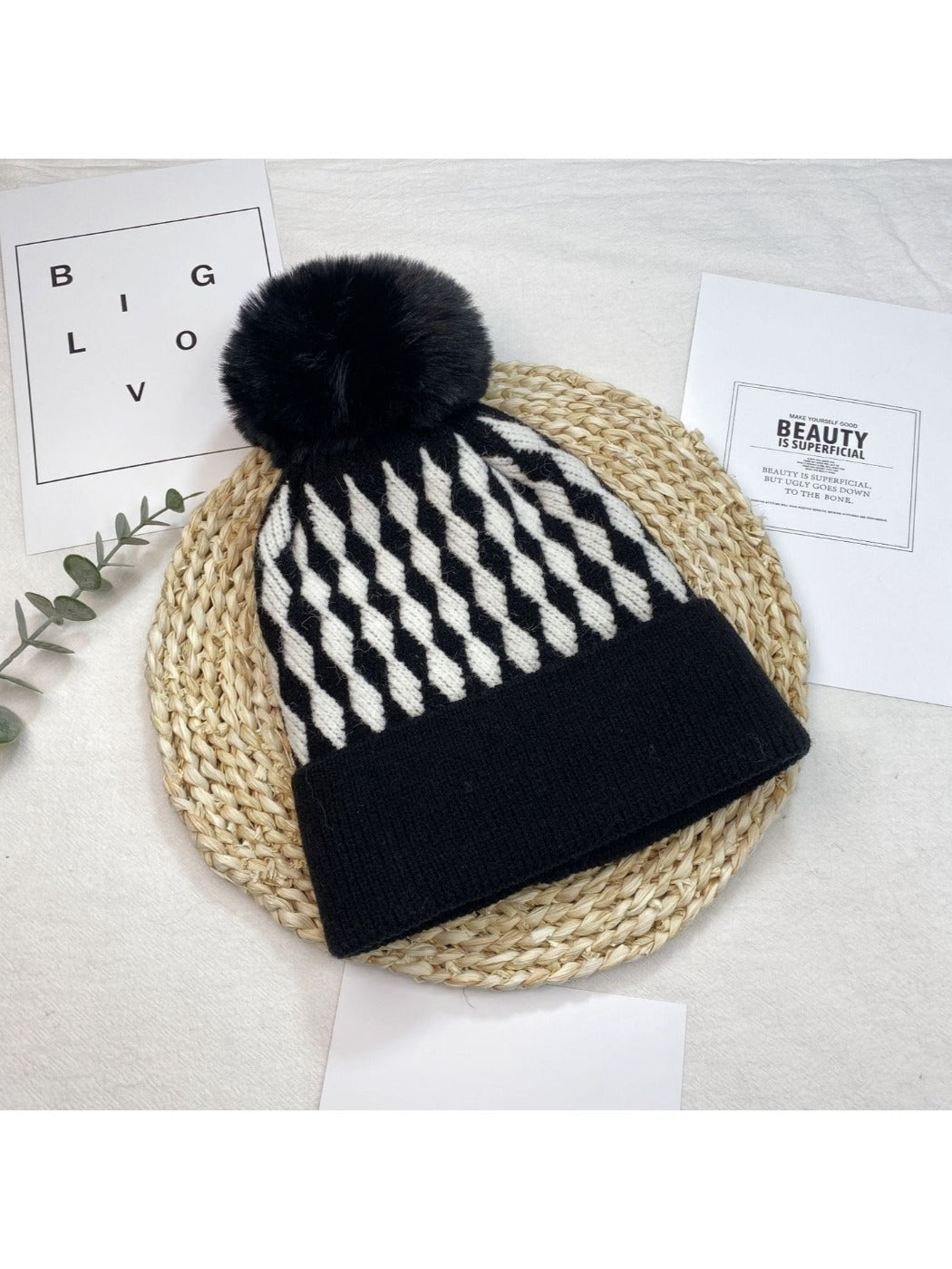Haila - Women's Winter Plaid Beanie with Fleece Lined